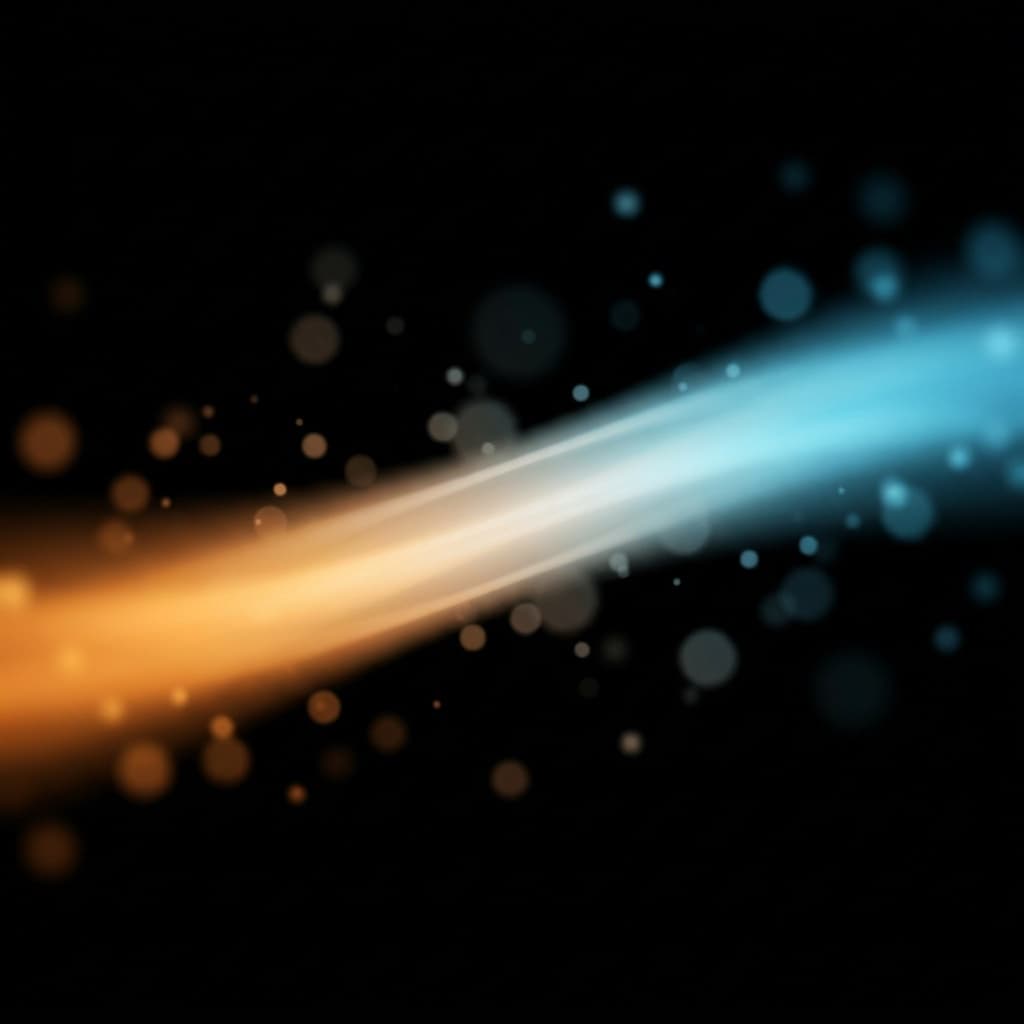 Abstract gradient spectrum transitioning from warm amber tones on the left to cool blue tones on the right against a dark background, representing a continuum of software delivery options