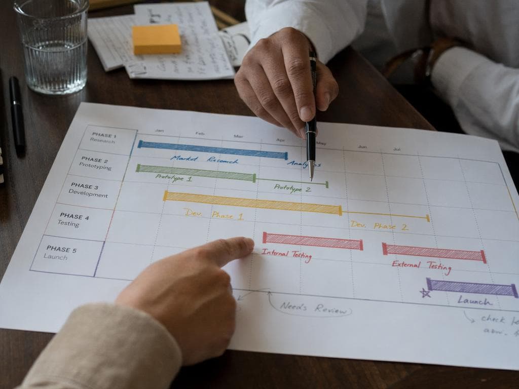 Overlapping phase timeline across 12-16 weeks